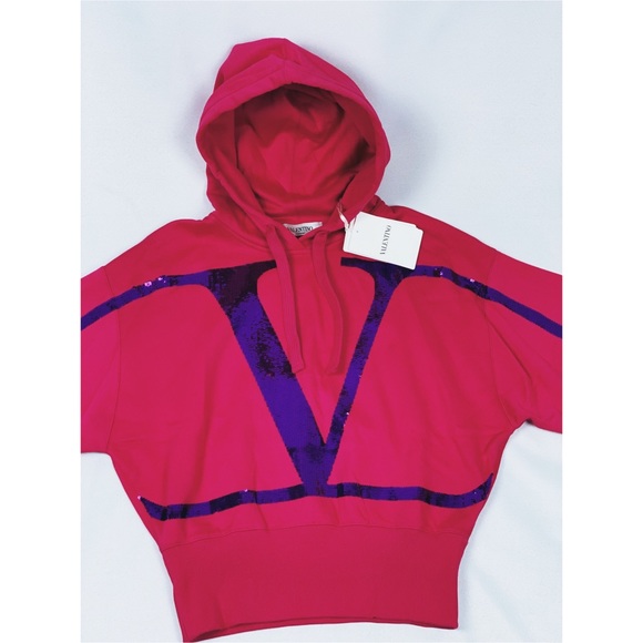 Valentino VLOGO Sequin Embellished hoodie pink - Picture 4 of 15